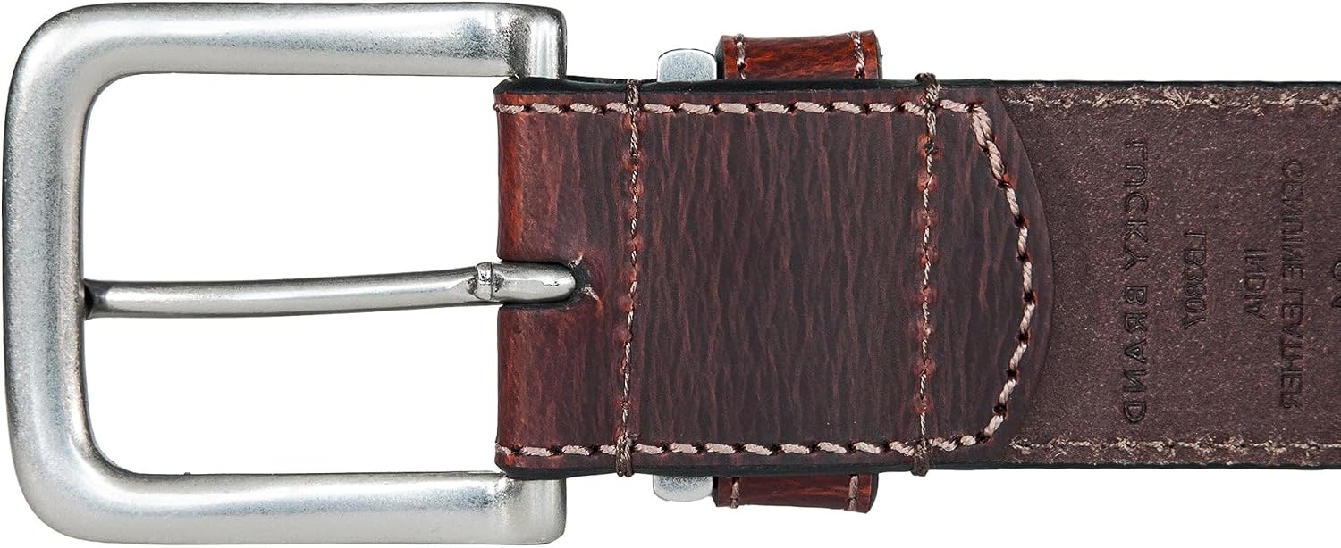 image:imageLucky Brand Mens Stitched Genuine Leather Belt Classic Casual Dress Everyday Western Metal BuckleLeather Keeper Brown