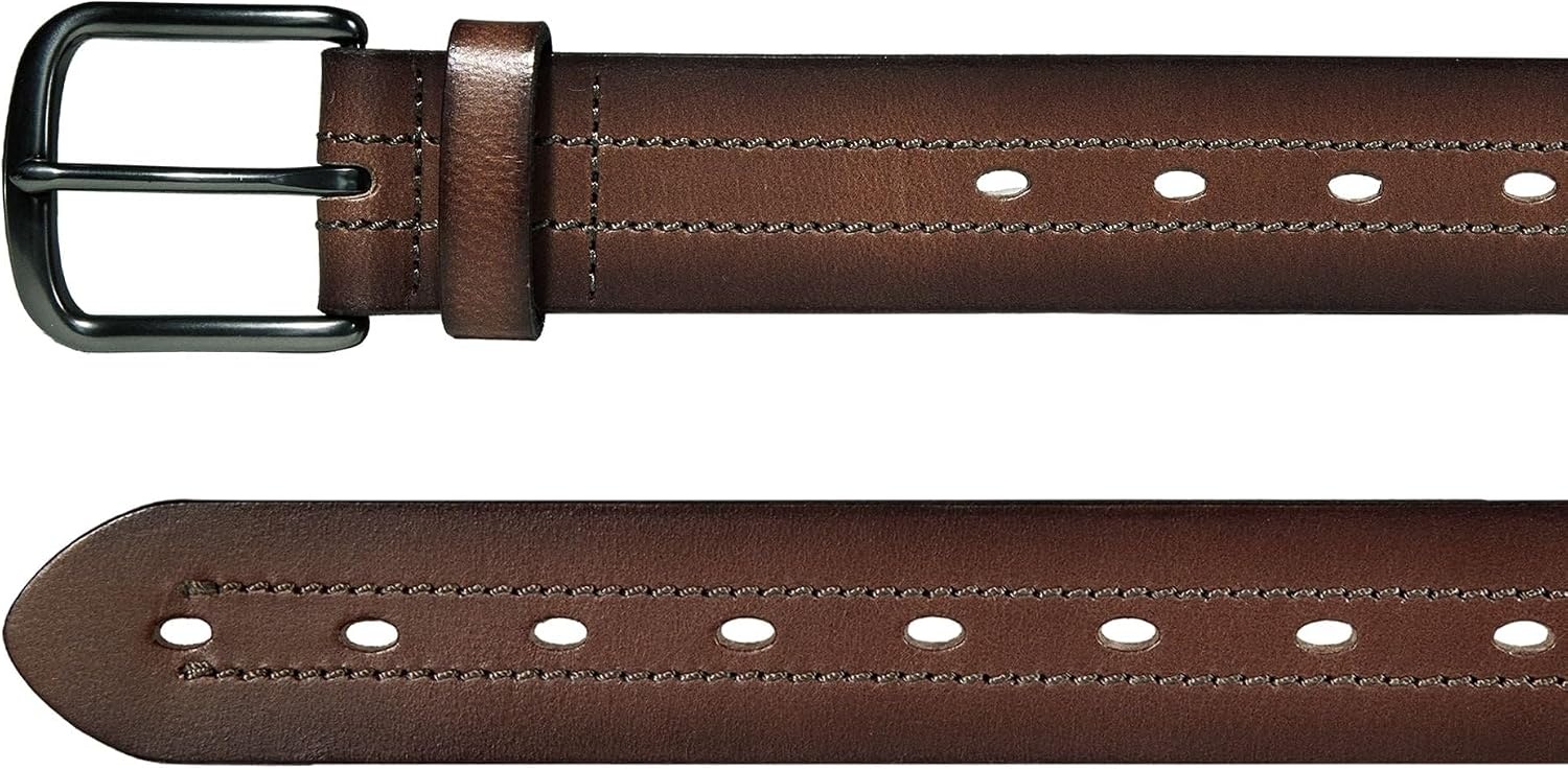 image:imageLucky Brand Mens Stitched Genuine Leather Belt Classic Casual Dress Everyday Western Metal BuckleStitch Detail Brown