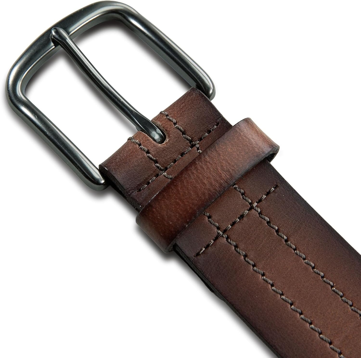 image:imageLucky Brand Mens Stitched Genuine Leather Belt Classic Casual Dress Everyday Western Metal BuckleStitch Detail Brown