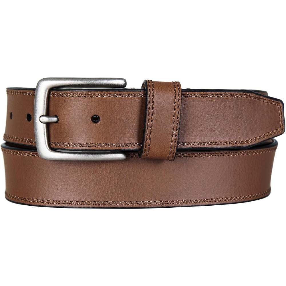 image:imageLucky Brand Mens Stitched Genuine Leather Belt Classic Casual Dress Everyday Western Metal BuckleDouble Stitch Tan