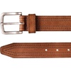 Lucky Brand Men’s Stitched Genuine Leather Belt | Classic | Casual | Dress | Everyday | Western | Metal Buckle(Antiqued Leather – Tan)