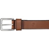 Lucky Brand Men’s Stitched Genuine Leather Belt | Classic | Casual | Dress | Everyday | Western | Metal Buckle(Double Stitch – Tan)