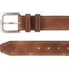 Lucky Brand Men’s Stitched Genuine Leather Belt | Classic | Casual | Dress | Everyday | Western | Metal Buckle(Triple Needle Stitch – Tan)