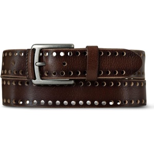 Lucky Brand Men’s Genuine Leather Belt | Classic | Casual | Everyday | Western | American Heritage | Metal Buckle(Perforated – Brown)