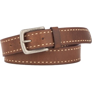 Lucky Brand Men’s Stitched Genuine Leather Belt | Classic | Casual | Dress | Everyday | Western | Metal Buckle(Cord Lacing – Brown)