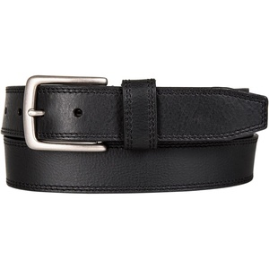 Lucky Brand Men’s Stitched Genuine Leather Belt | Classic | Casual | Dress | Everyday | Western | Metal Buckle(Double Stitch – Black)