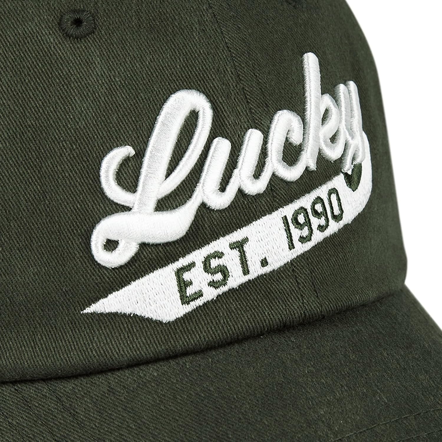 image:imageLucky Brand Classic Cotton Adjustable Dad Hat Baseball Cap Golf Fishing Low Profile 5 Panel Design1990 Embroidered Olive