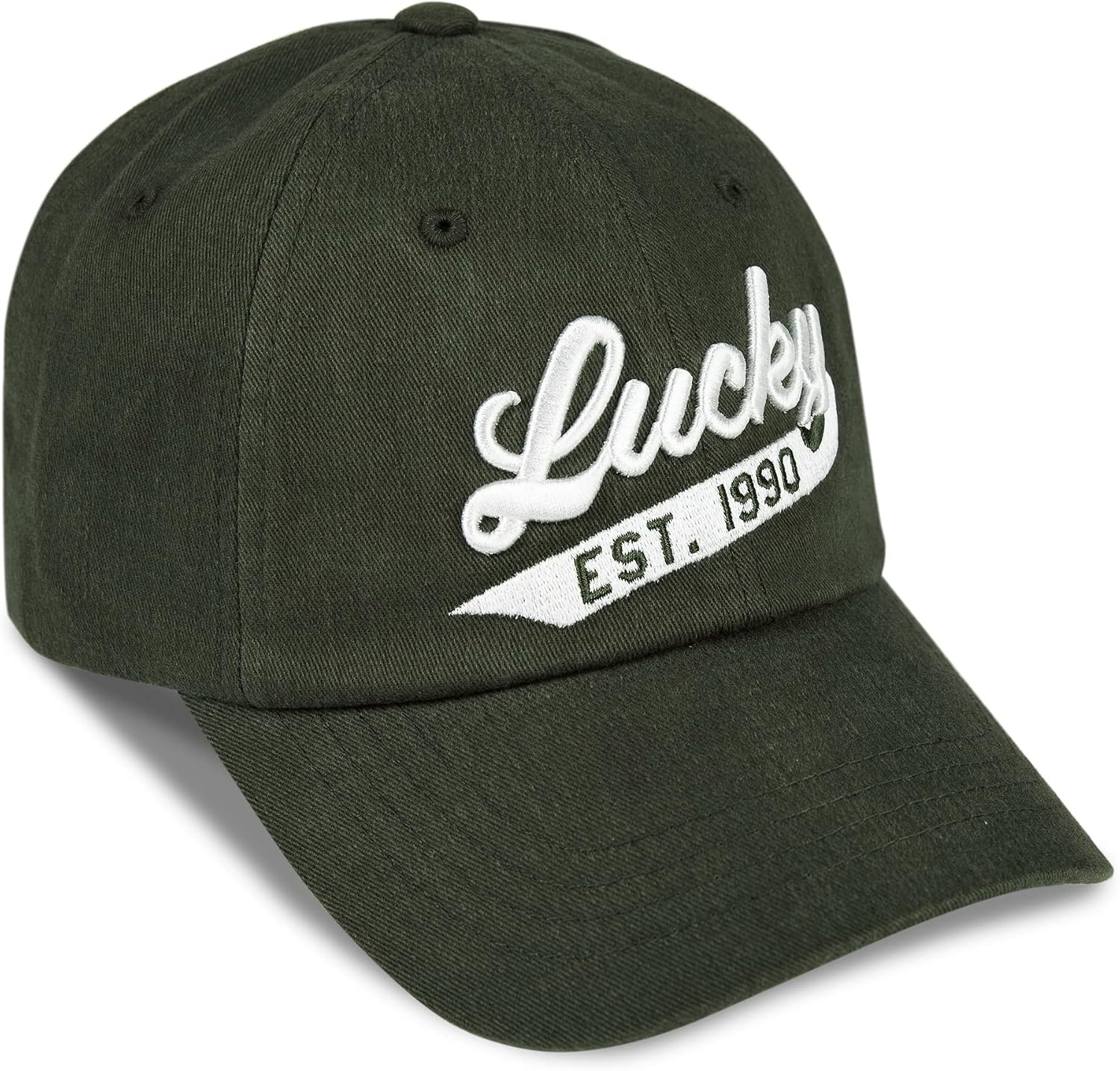 image:imageLucky Brand Classic Cotton Adjustable Dad Hat Baseball Cap Golf Fishing Low Profile 5 Panel Design1990 Embroidered Olive