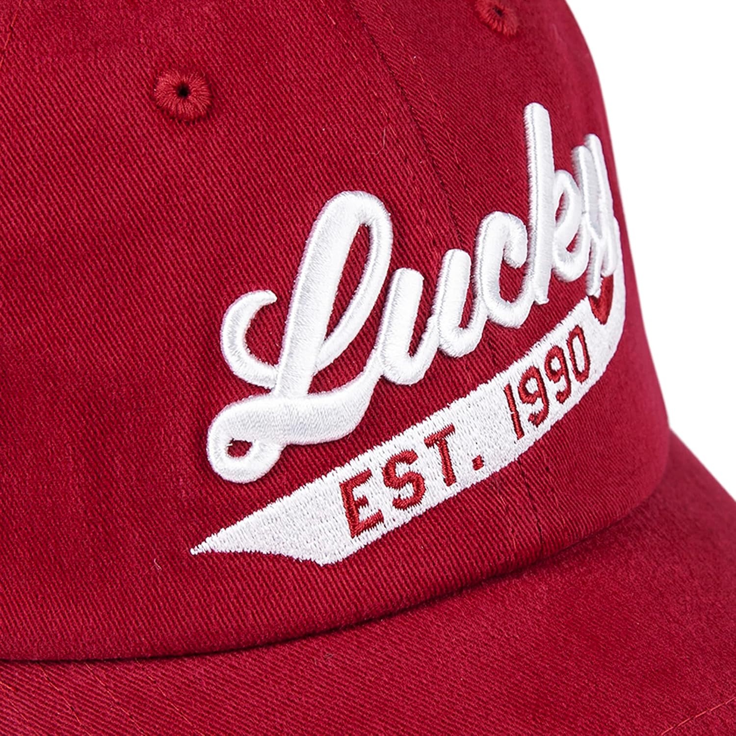 image:imageLucky Brand Classic Cotton Adjustable Dad Hat Baseball Cap Golf Fishing Low Profile 5 Panel Design1990 Embroidered Red