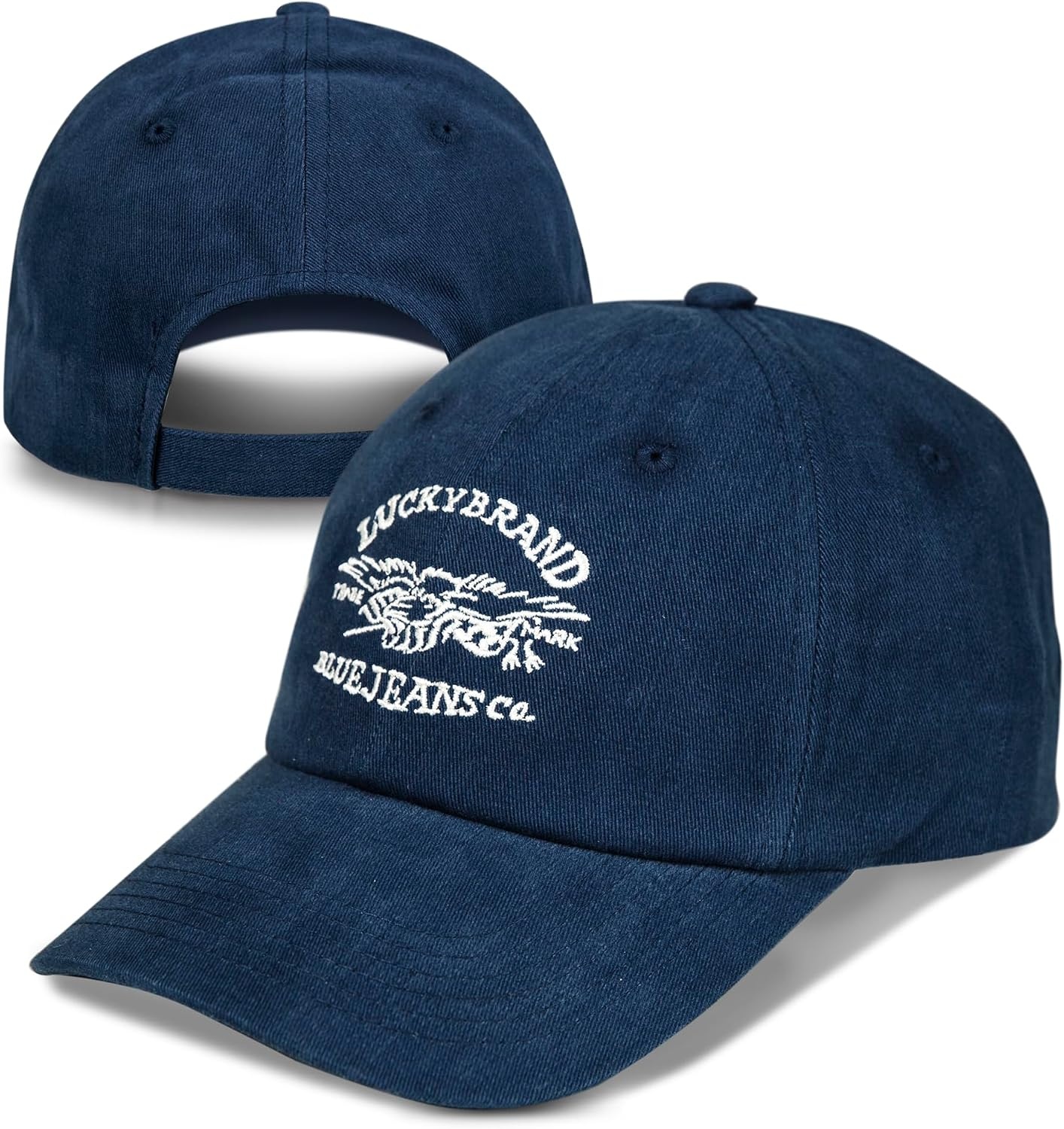 image:imageLucky Brand Classic Cotton Adjustable Dad Hat Baseball Cap Golf Fishing Low Profile 5 Panel DesignBlue Jeans Co Navy