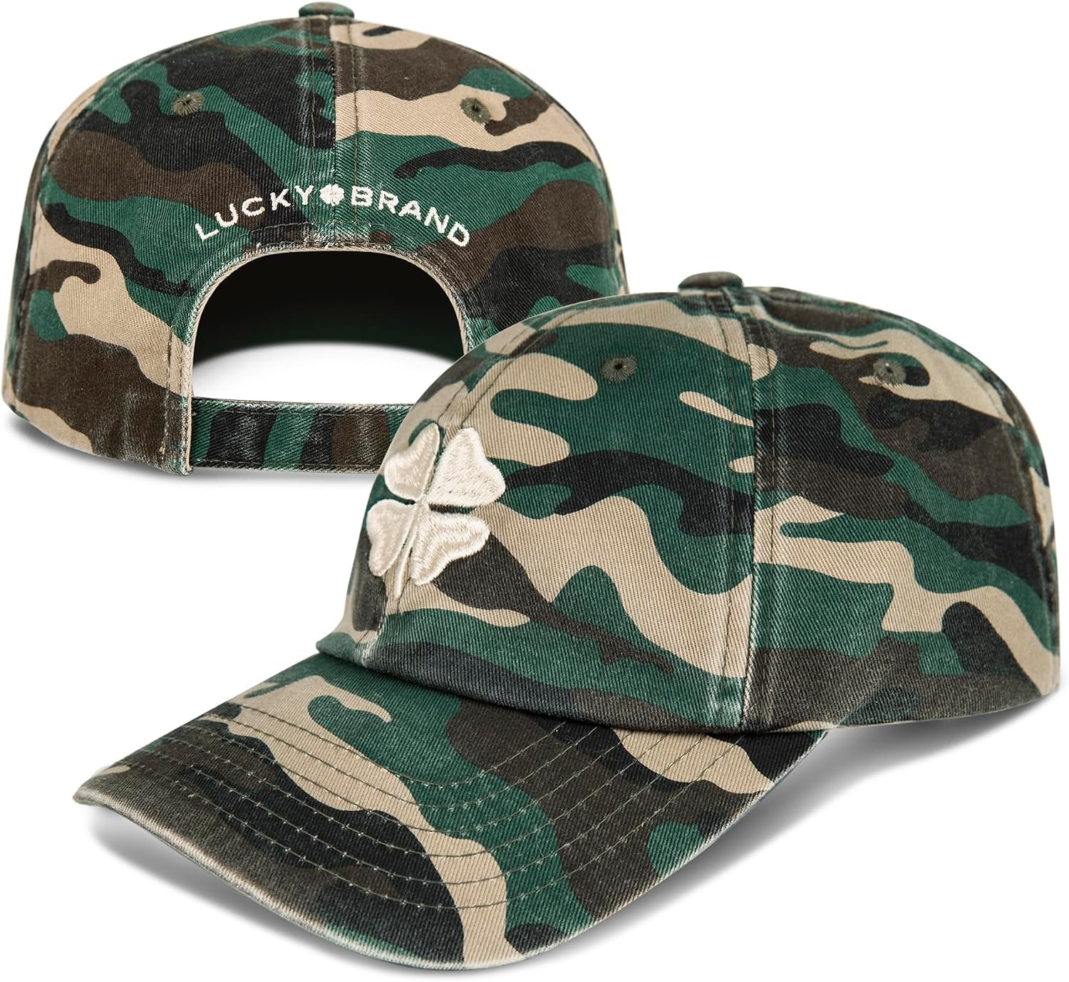 image:imageLucky Brand Classic Cotton Adjustable Dad Hat Baseball Cap Golf Fishing Low Profile 5 Panel DesignClover Camo