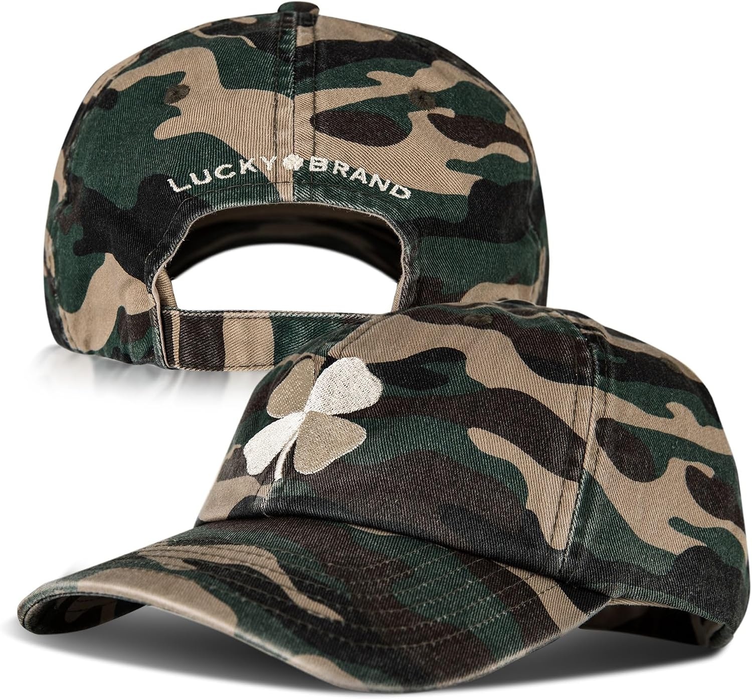 image:imageLucky Brand Classic Cotton Adjustable Dad Hat Baseball Cap Golf Fishing Low Profile 5 Panel DesignClover Camo New