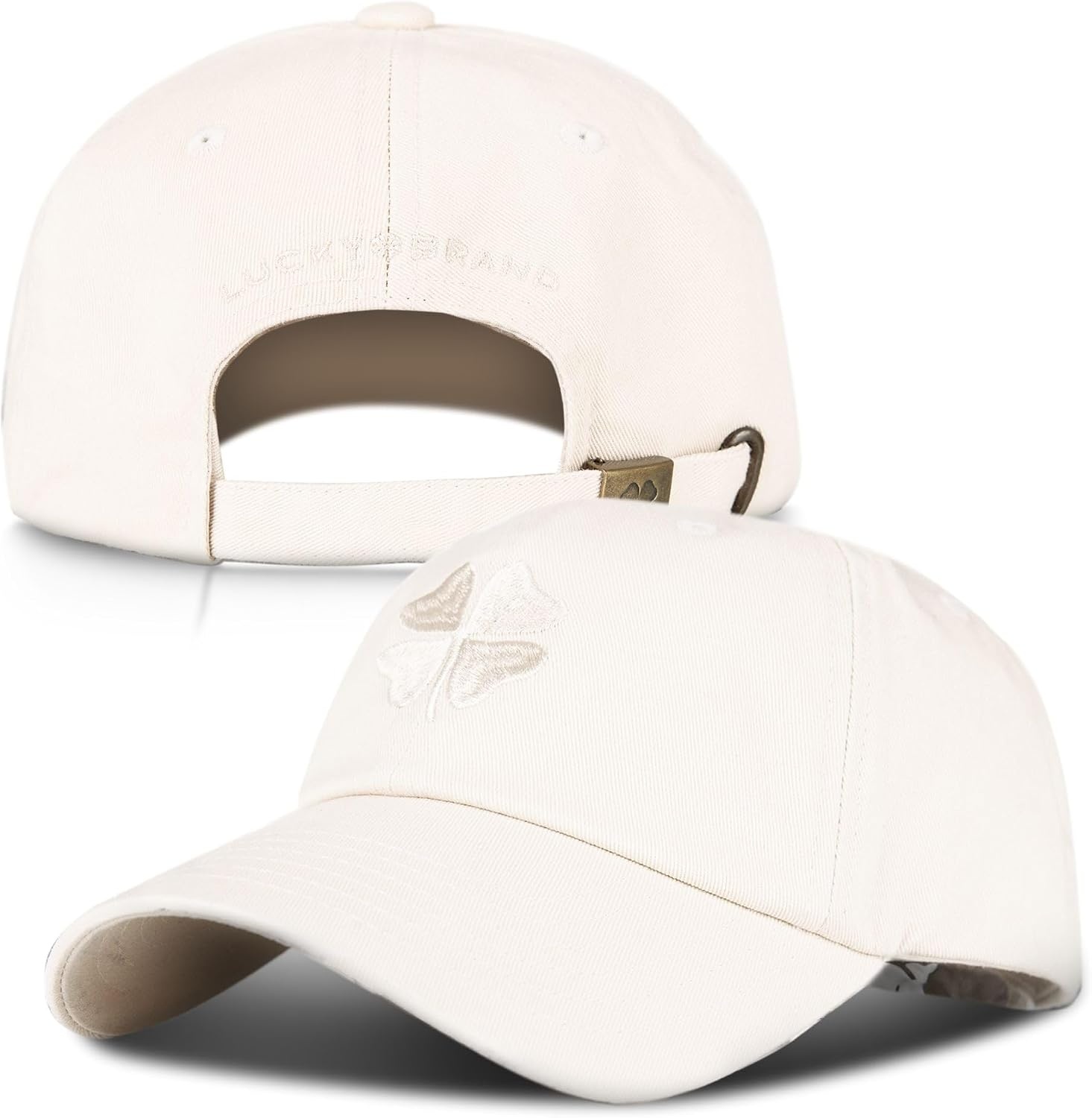 image:imageLucky Brand Classic Cotton Adjustable Dad Hat Baseball Cap Golf Fishing Low Profile 5 Panel DesignClover Natural