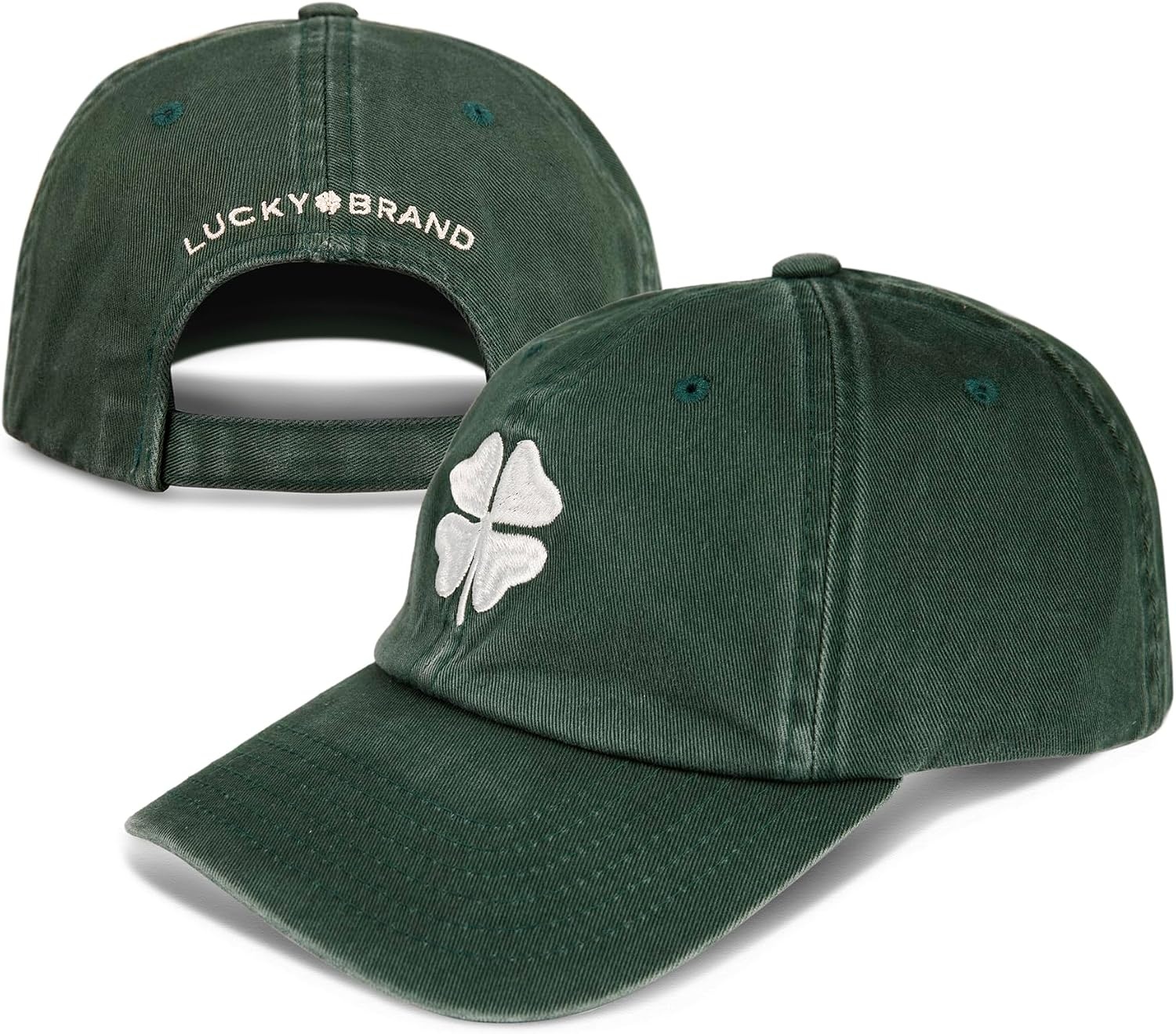image:imageLucky Brand Classic Cotton Adjustable Dad Hat Baseball Cap Golf Fishing Low Profile 5 Panel DesignClover Pine