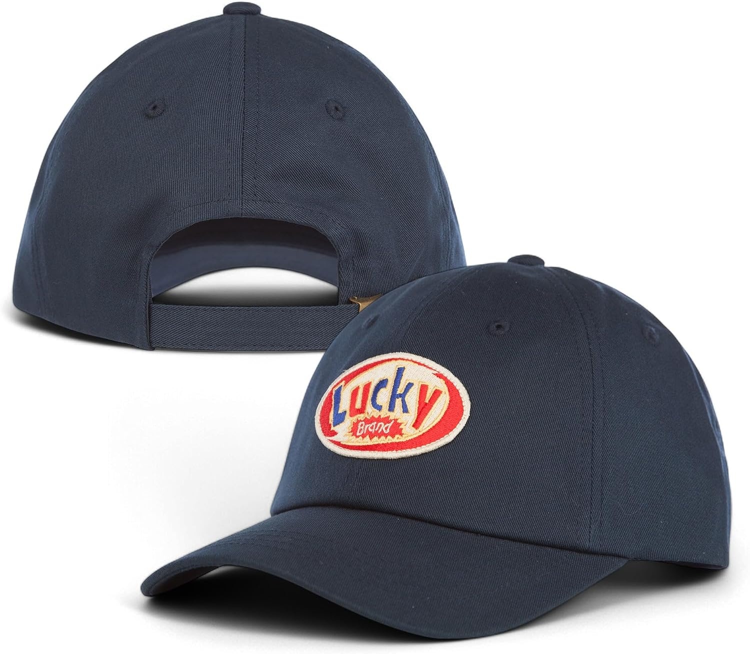 image:imageLucky Brand Classic Cotton Adjustable Dad Hat Baseball Cap Golf Fishing Low Profile 5 Panel DesignEmbroidered Patch Navy