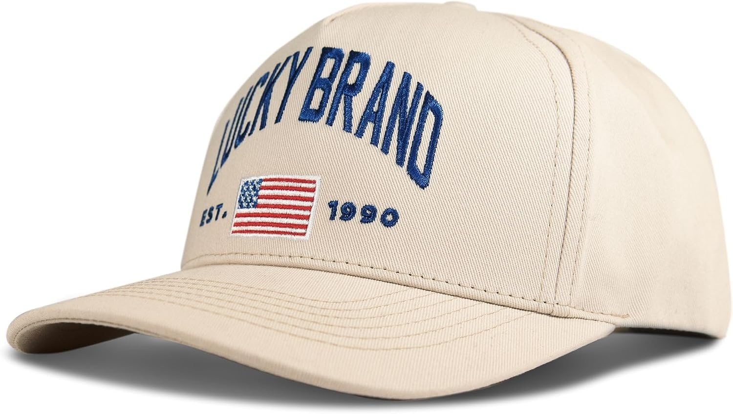 image:imageLucky Brand Classic Cotton Adjustable Dad Hat Baseball Cap Golf Fishing Low Profile 5 Panel DesignFlag Cream