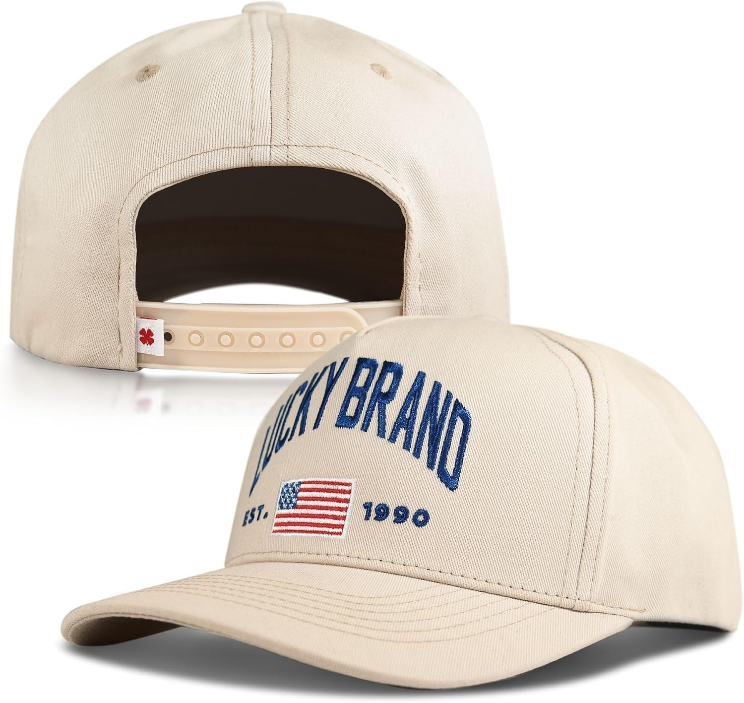 image:imageLucky Brand Classic Cotton Adjustable Dad Hat Baseball Cap Golf Fishing Low Profile 5 Panel DesignFlag Cream