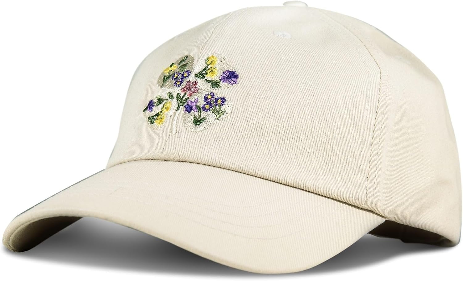 image:imageLucky Brand Classic Cotton Adjustable Dad Hat Baseball Cap Golf Fishing Low Profile 5 Panel DesignFloral Clover Cream