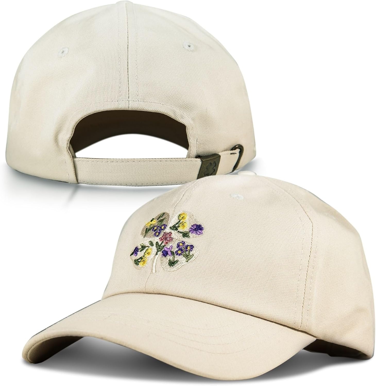 image:imageLucky Brand Classic Cotton Adjustable Dad Hat Baseball Cap Golf Fishing Low Profile 5 Panel DesignFloral Clover Cream