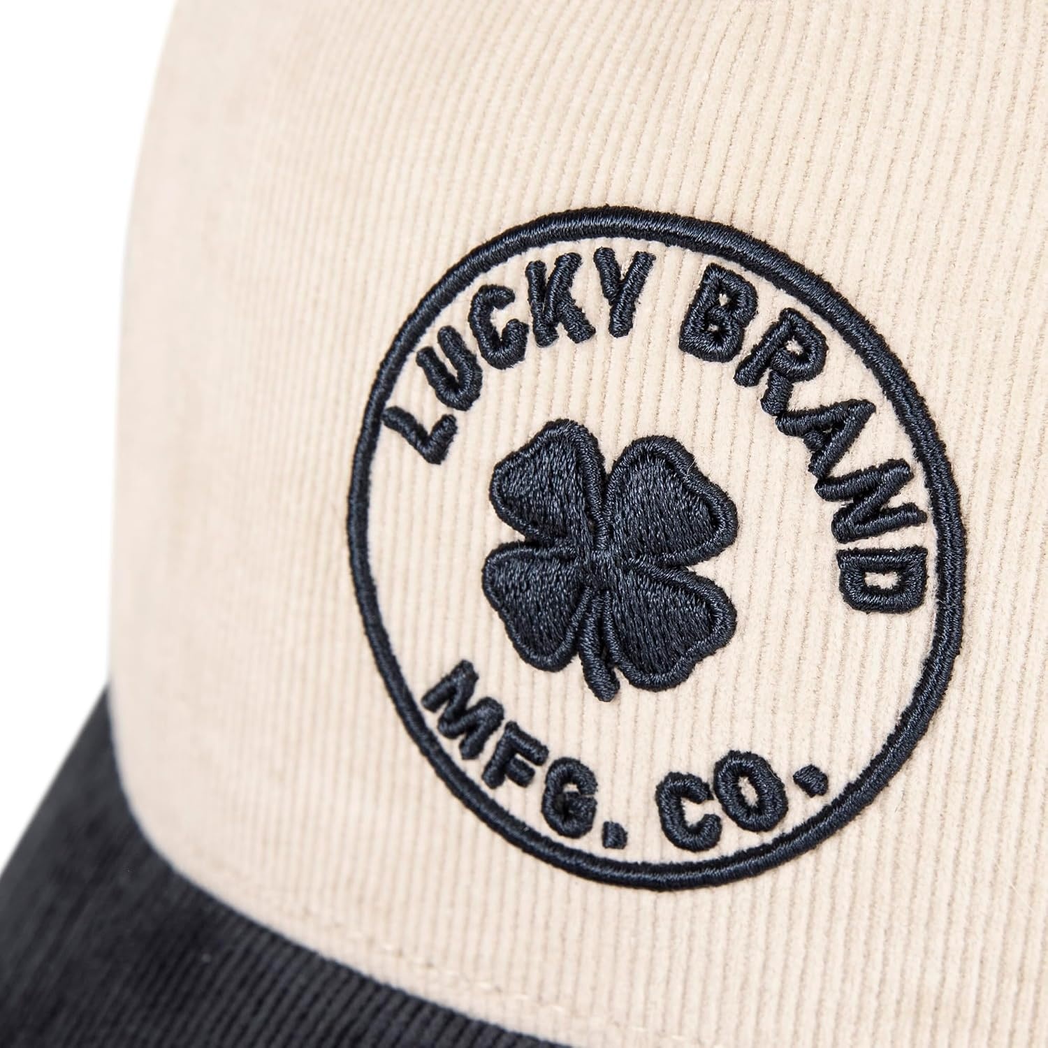 image:imageLucky Brand Classic Cotton Adjustable Dad Hat Baseball Cap Golf Fishing Low Profile 5 Panel DesignMfg Co Embroidered Cream