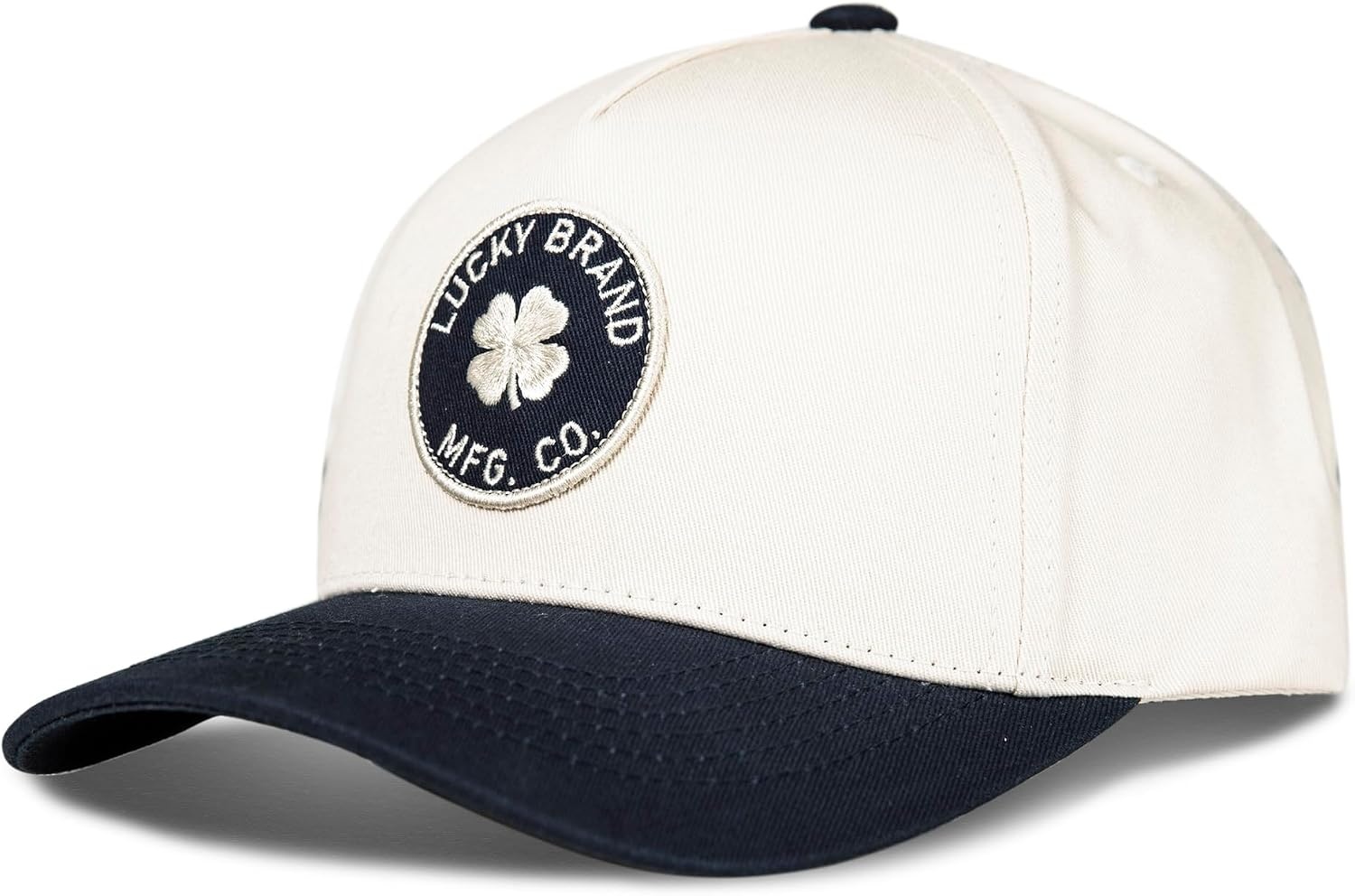 image:imageLucky Brand Classic Cotton Adjustable Dad Hat Baseball Cap Golf Fishing Low Profile 5 Panel DesignMfg Co Patch Ivory