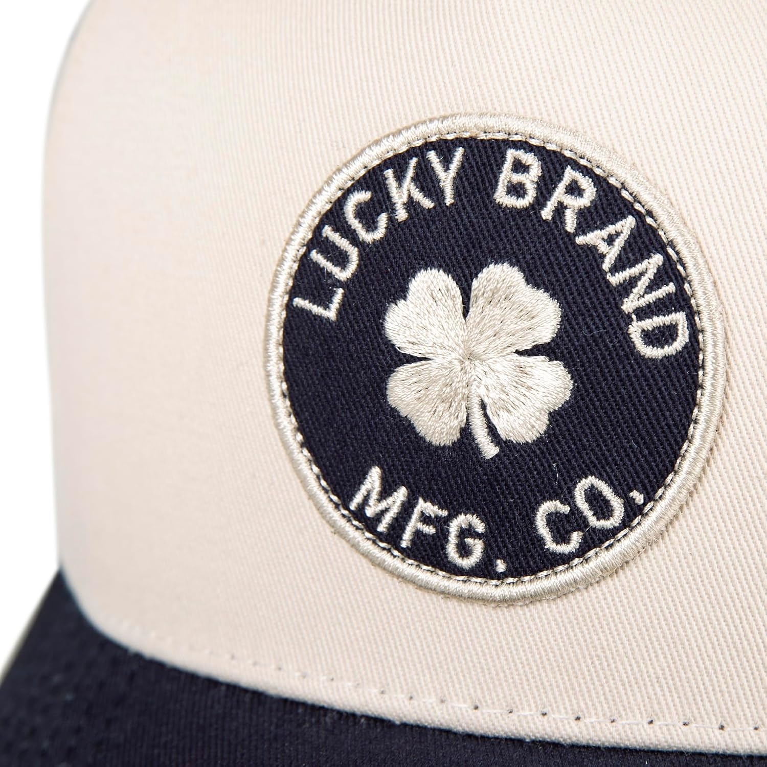 image:imageLucky Brand Classic Cotton Adjustable Dad Hat Baseball Cap Golf Fishing Low Profile 5 Panel DesignMfg Co Patch Ivory