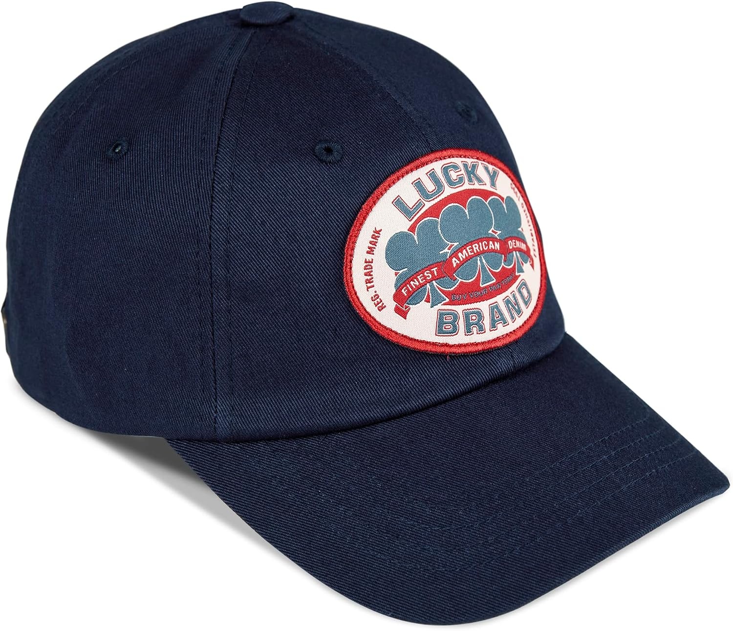 image:imageLucky Brand Classic Cotton Adjustable Dad Hat Baseball Cap Golf Fishing Low Profile 5 Panel DesignOval Clover Patch Dark Navy