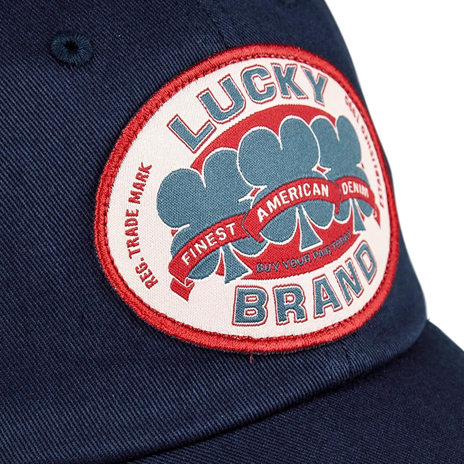 image:imageLucky Brand Classic Cotton Adjustable Dad Hat Baseball Cap Golf Fishing Low Profile 5 Panel DesignOval Clover Patch Dark Navy