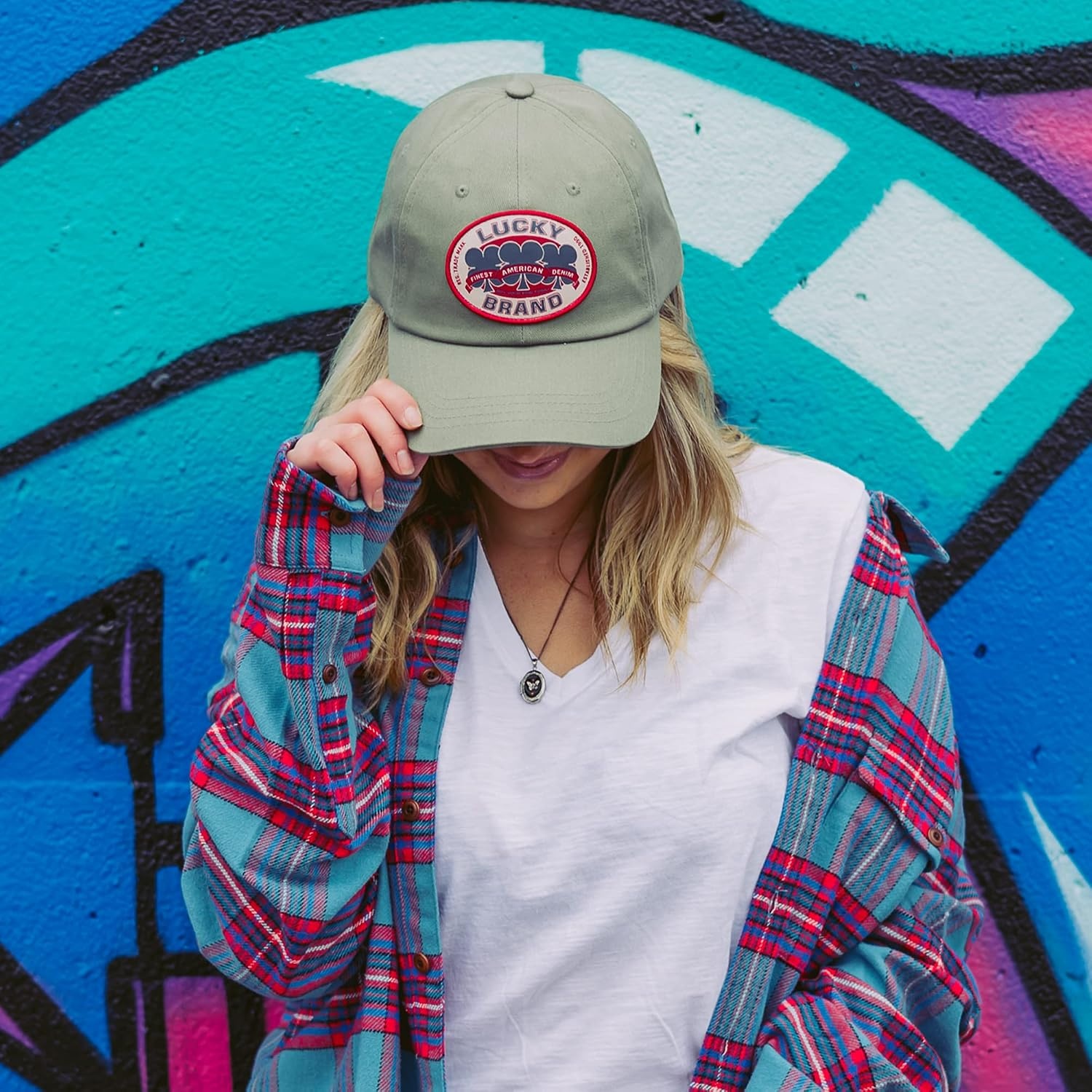 image:imageLucky Brand Classic Cotton Adjustable Dad Hat Baseball Cap Golf Fishing Low Profile 5 Panel DesignOval Clover Patch Moss
