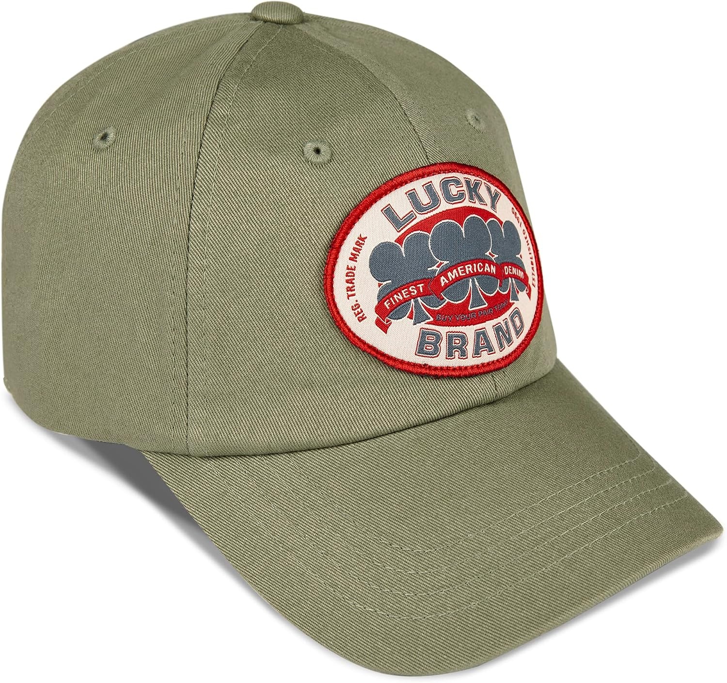 image:imageLucky Brand Classic Cotton Adjustable Dad Hat Baseball Cap Golf Fishing Low Profile 5 Panel DesignOval Clover Patch Moss