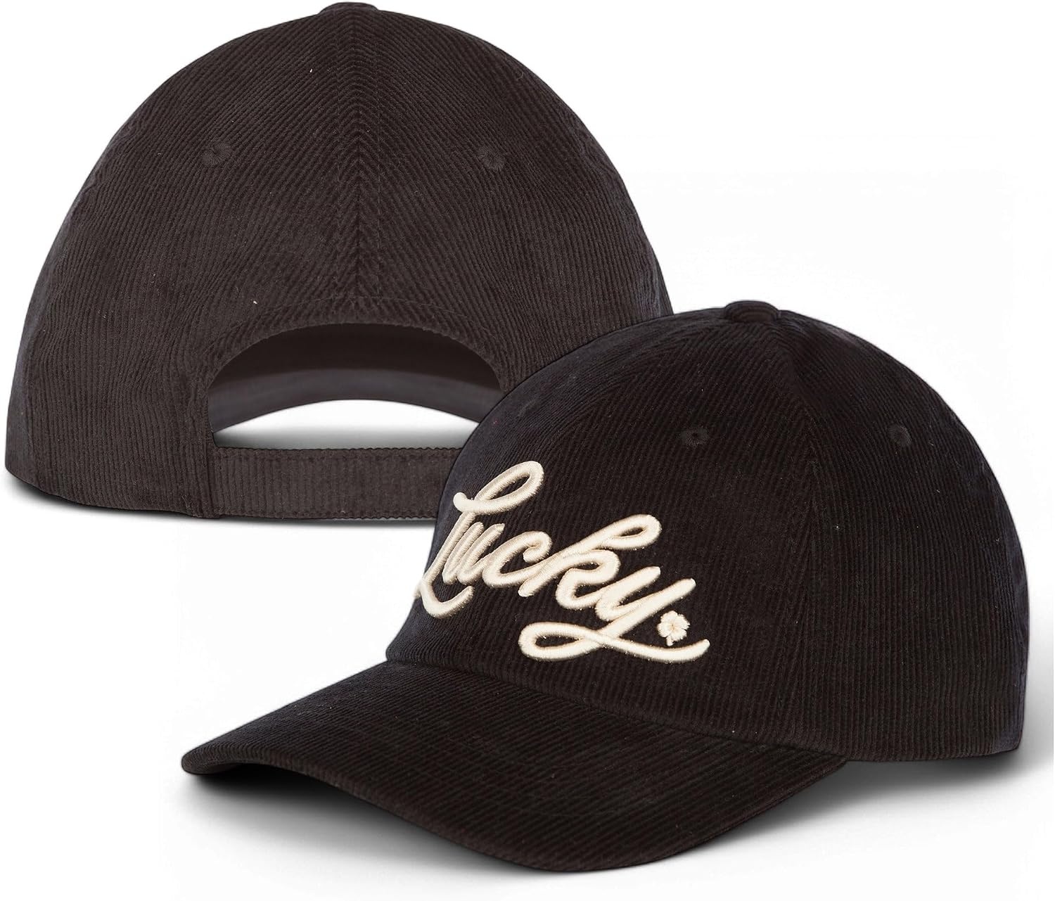 image:imageLucky Brand Classic Cotton Adjustable Dad Hat Baseball Cap Golf Fishing Low Profile 5 Panel DesignScript Corduroy Black