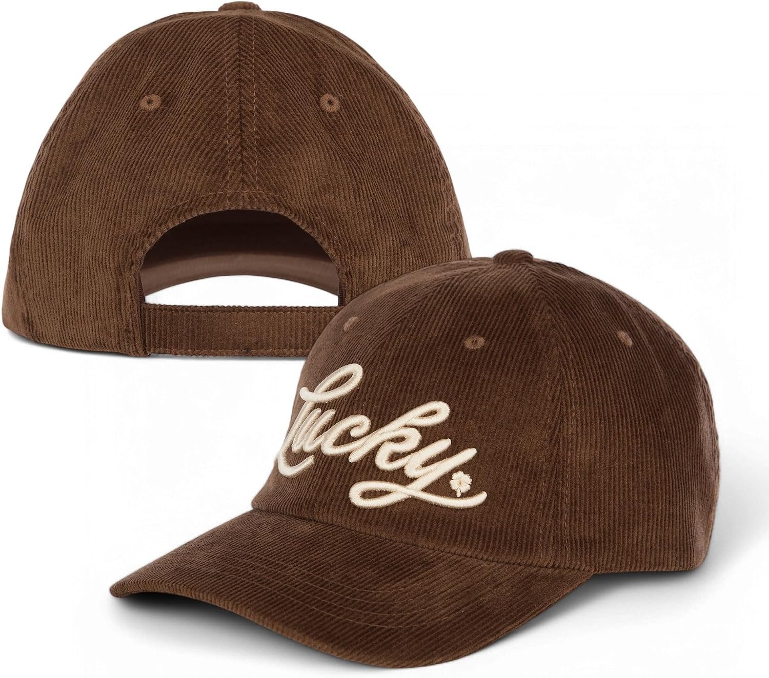 image:imageLucky Brand Classic Cotton Adjustable Dad Hat Baseball Cap Golf Fishing Low Profile 5 Panel DesignScript Corduroy Brown