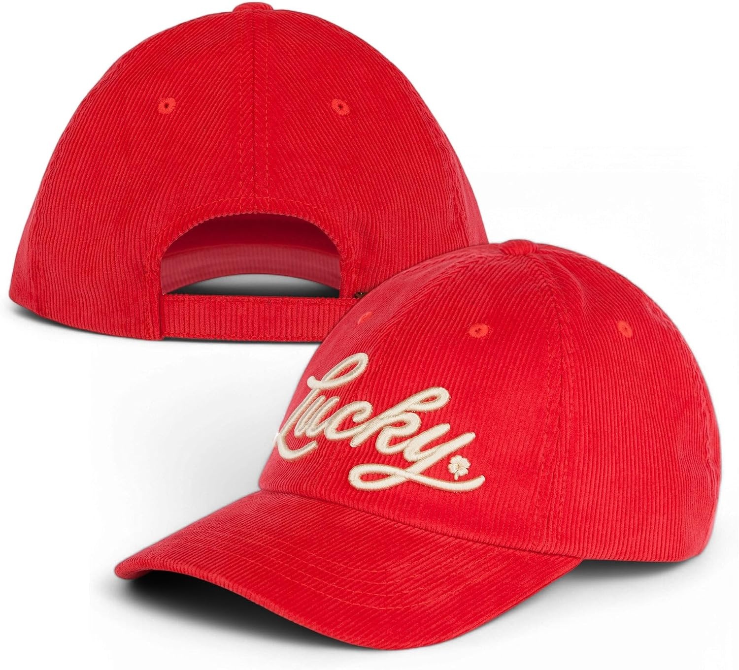 image:imageLucky Brand Classic Cotton Adjustable Dad Hat Baseball Cap Golf Fishing Low Profile 5 Panel DesignScript Corduroy Red