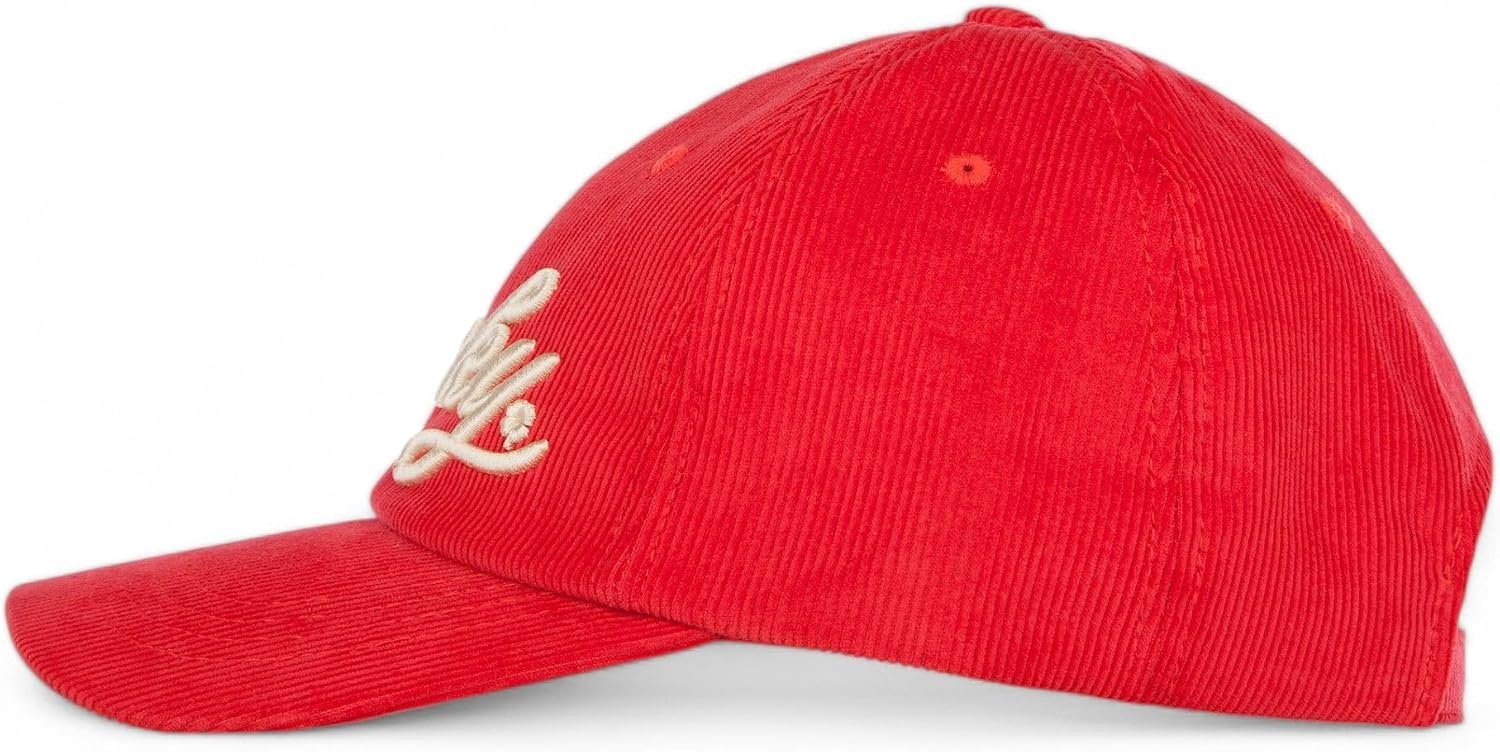 image:imageLucky Brand Classic Cotton Adjustable Dad Hat Baseball Cap Golf Fishing Low Profile 5 Panel DesignScript Corduroy Red