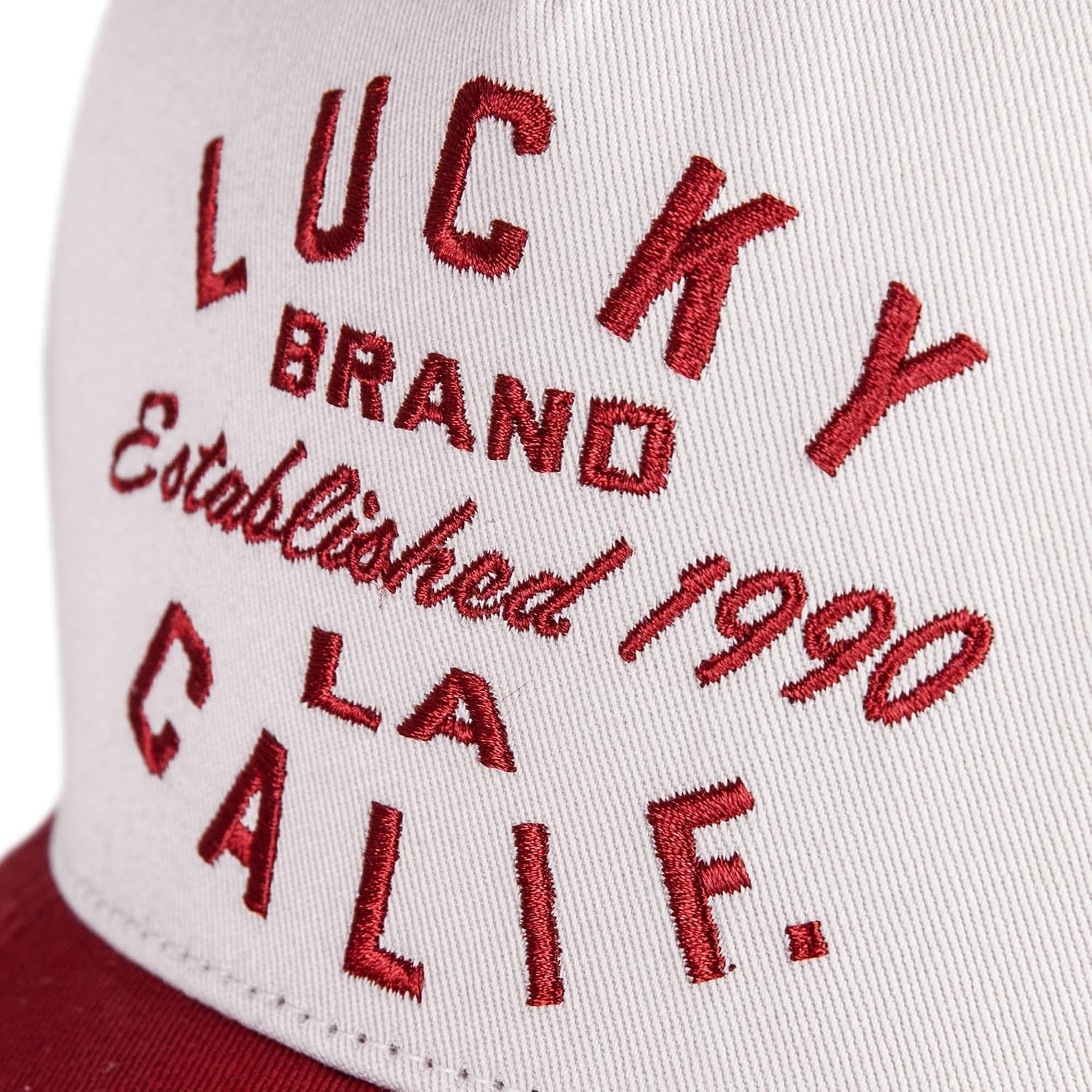 image:imageLucky Brand Classic Cotton Adjustable Dad Hat Baseball Cap Golf Fishing Low Profile 5 Panel DesignTwo Toned La CreamRed
