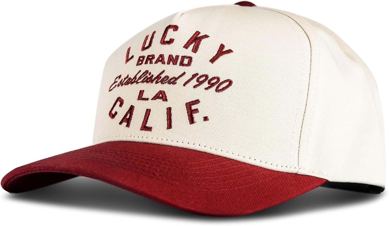 image:imageLucky Brand Classic Cotton Adjustable Dad Hat Baseball Cap Golf Fishing Low Profile 5 Panel DesignTwo Toned La CreamRed