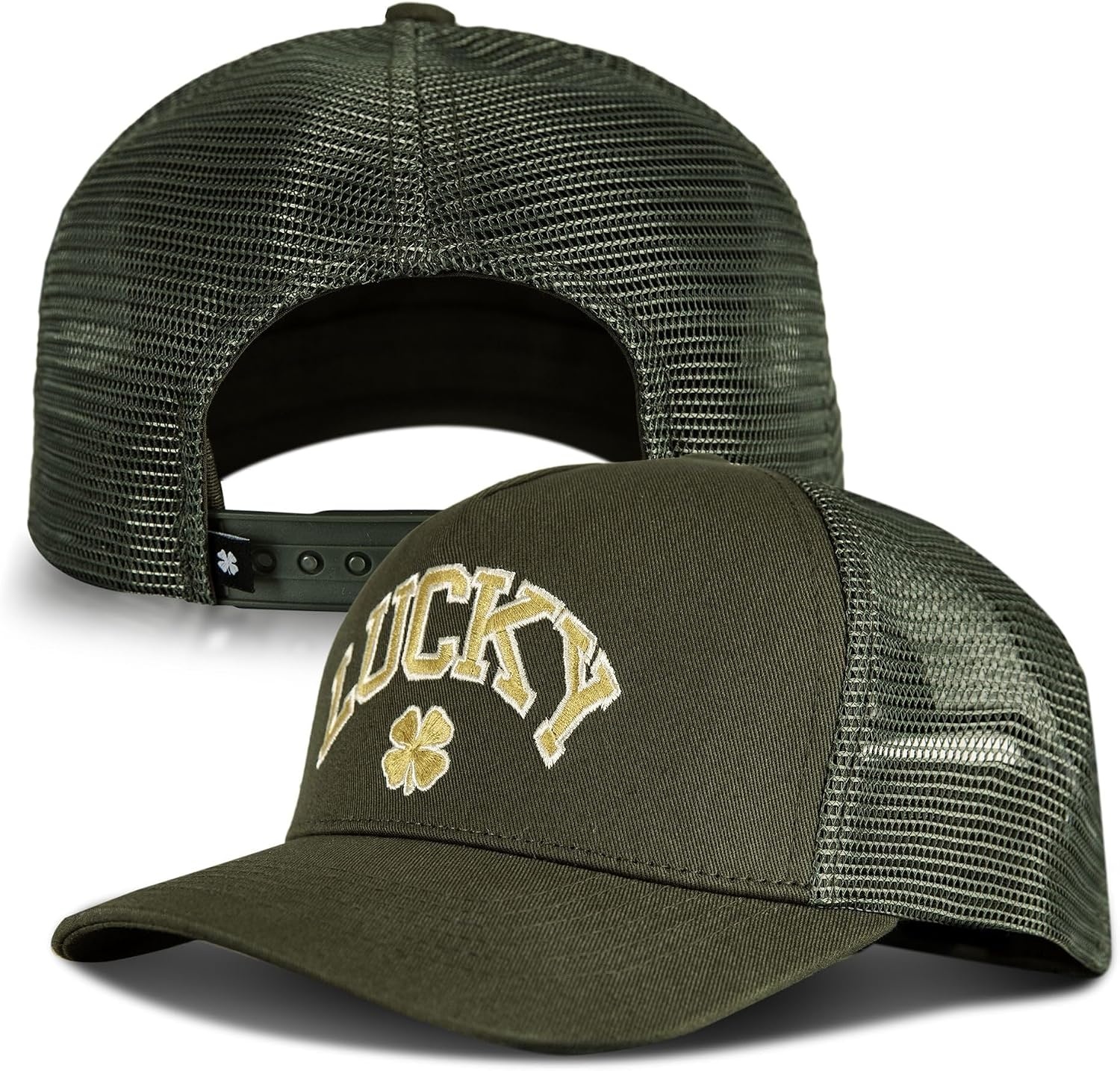image:imageLucky Brand Trucker Hat Snapback Adjustable Mesh Back Retro Baseball Cap Golf Fishing American HeritageClover Olive