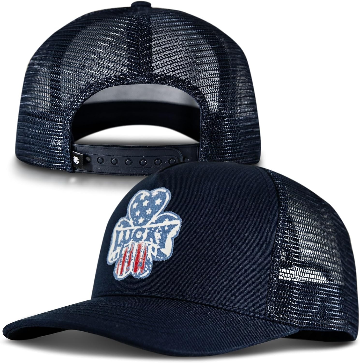 image:imageLucky Brand Trucker Hat Snapback Adjustable Mesh Back Retro Baseball Cap Golf Fishing American HeritageClover Felt Patch Navy
