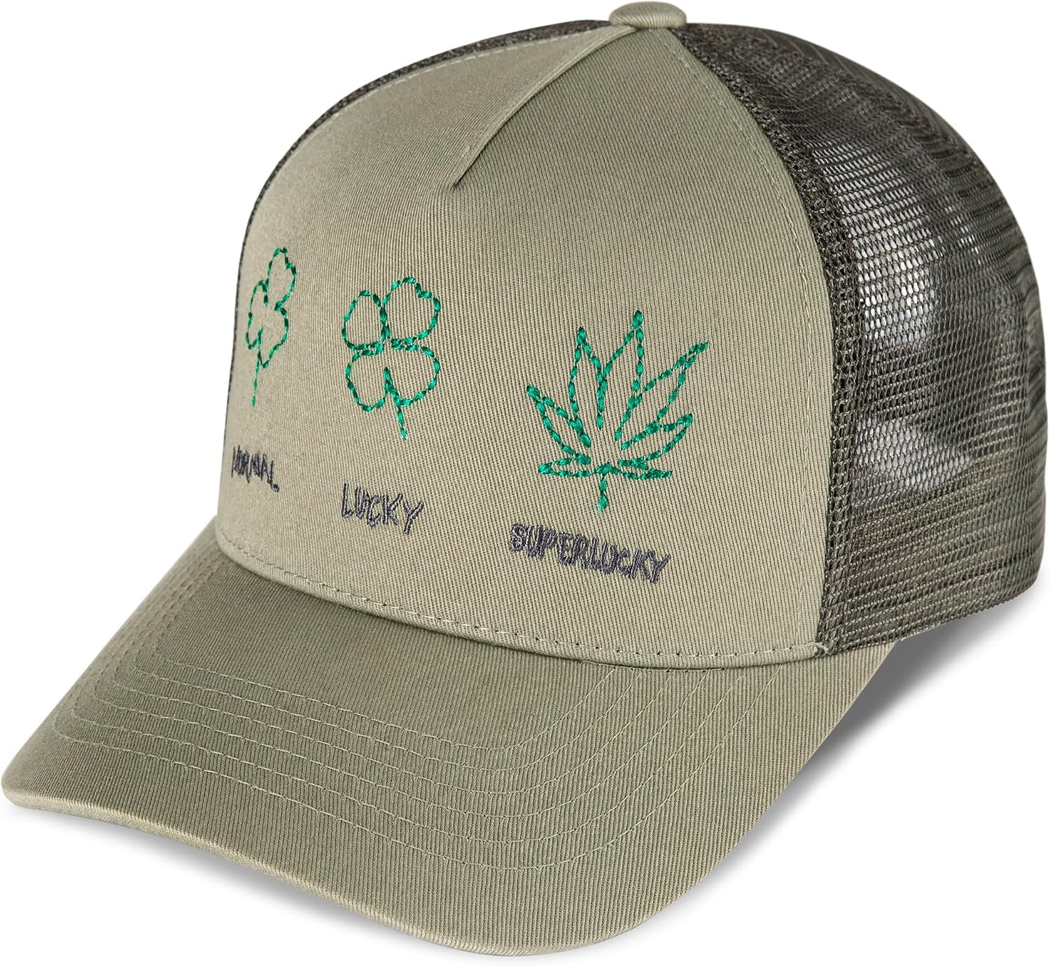 image:imageLucky Brand Trucker Hat Snapback Adjustable Mesh Back Retro Baseball Cap Golf Fishing American HeritageSuper Lucky Trucker Moss