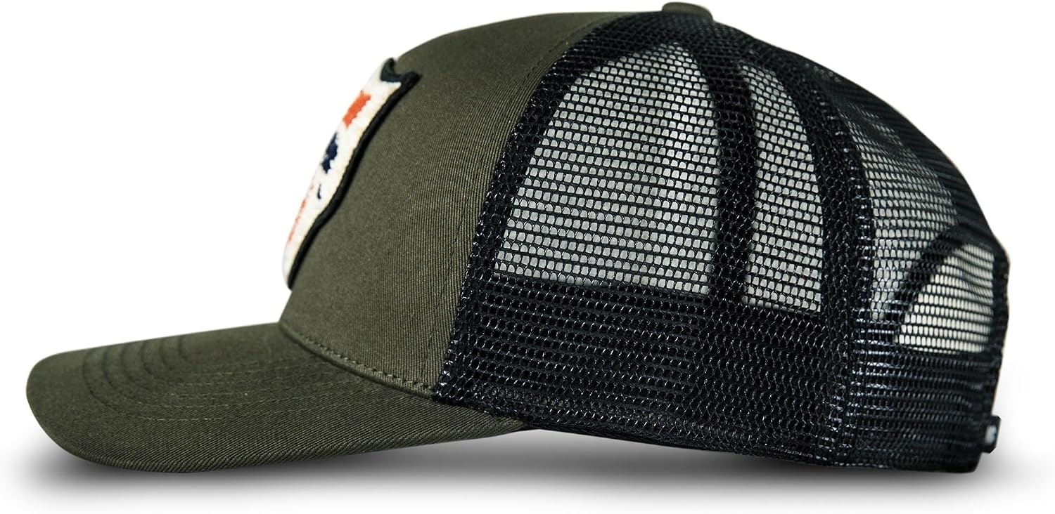 image:imageLucky Brand Trucker Hat Snapback Adjustable Mesh Back Retro Baseball Cap Golf Fishing American HeritageVintage Patch Olive
