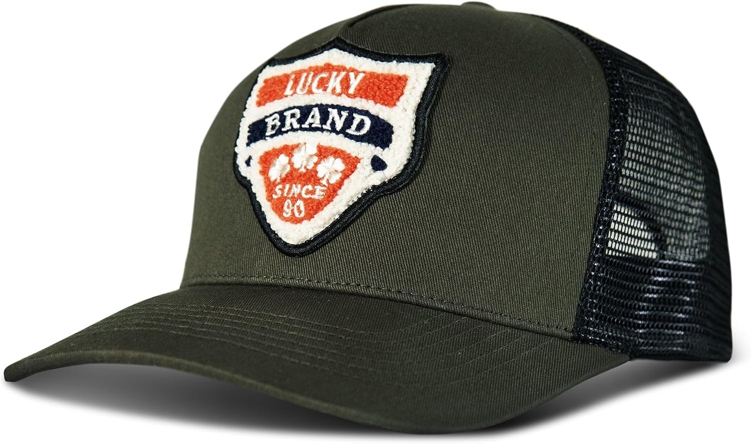 image:imageLucky Brand Trucker Hat Snapback Adjustable Mesh Back Retro Baseball Cap Golf Fishing American HeritageVintage Patch Olive