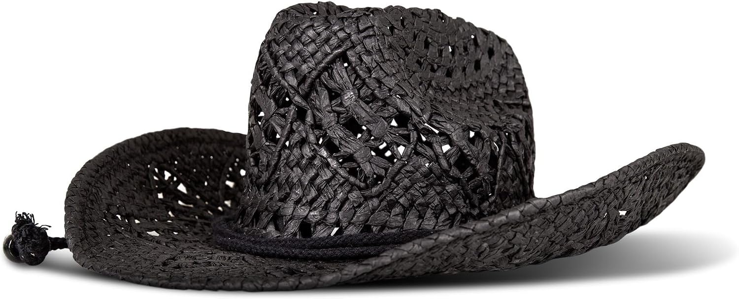 image:imageLucky Brand Womens Straw Cowboy Hat Rope Design Western Style Fashion Sun Protection BreathableWoven Straw Black