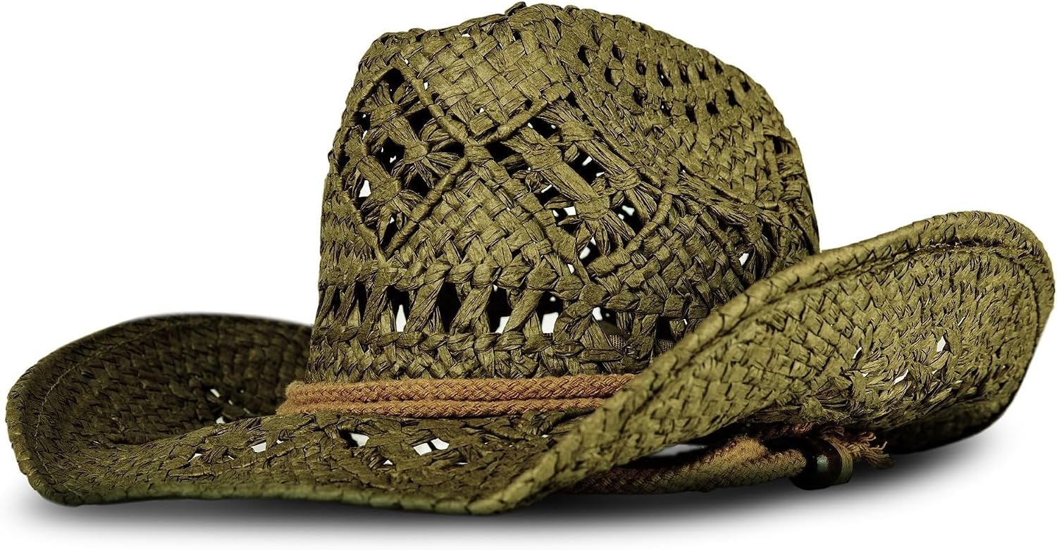 image:imageLucky Brand Womens Straw Cowboy Hat Rope Design Western Style Fashion Sun Protection BreathableWoven Straw Olive