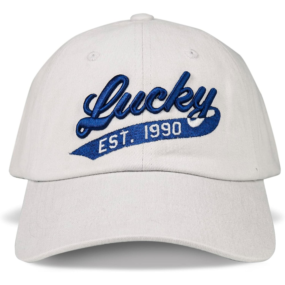 image:imageLucky Brand Classic Cotton Adjustable Dad Hat Baseball Cap Golf Fishing Low Profile 5 Panel Design1990 Embroidered Light Grey