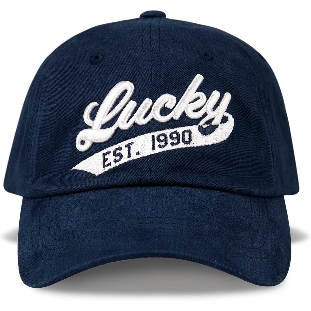 image:imageLucky Brand Classic Cotton Adjustable Dad Hat Baseball Cap Golf Fishing Low Profile 5 Panel Design1990 Embroidered Navy