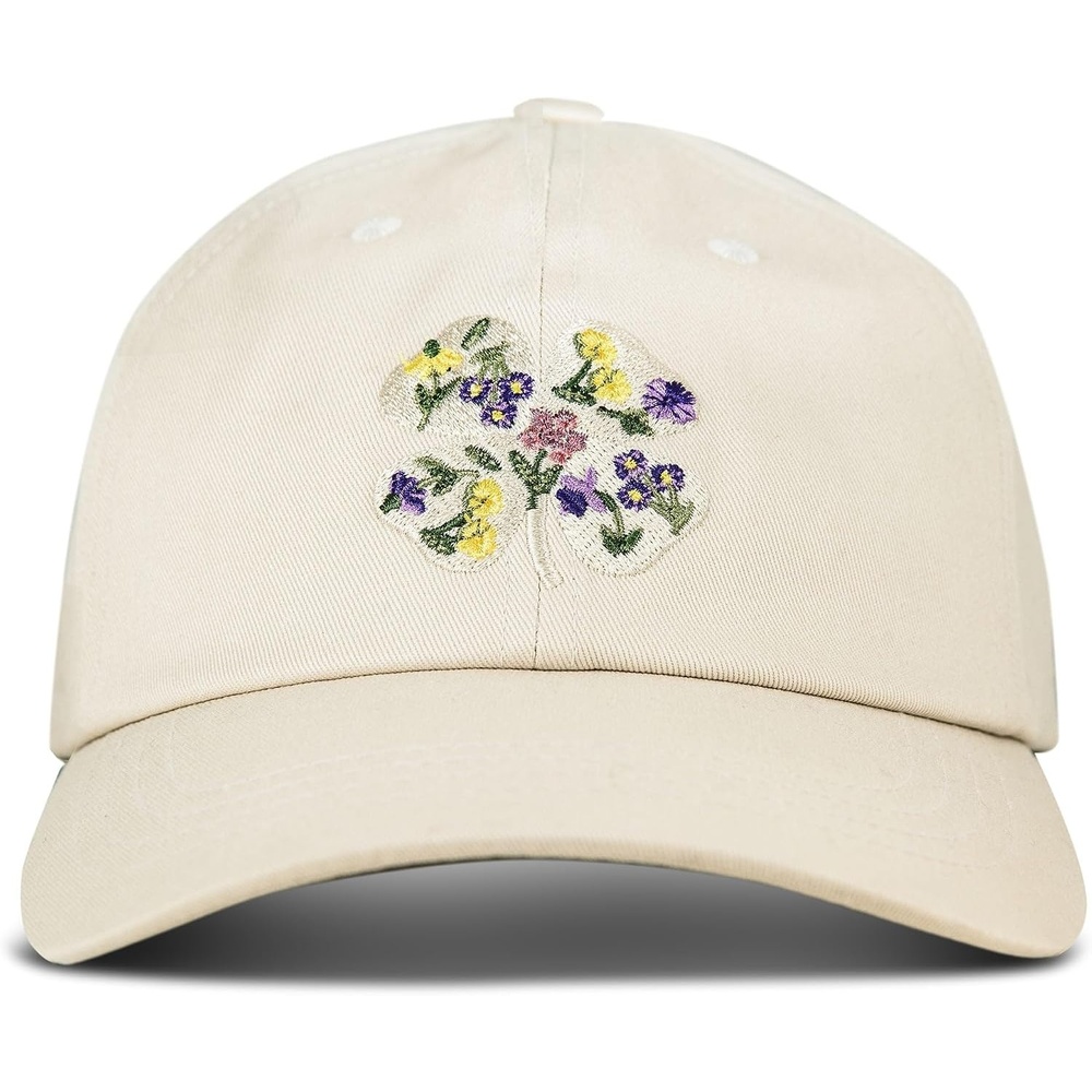 image:imageLucky Brand Classic Cotton Adjustable Dad Hat Baseball Cap Golf Fishing Low Profile 5 Panel DesignFloral Clover Cream