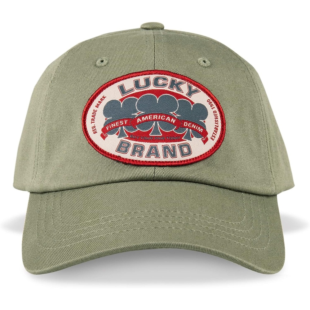 image:imageLucky Brand Classic Cotton Adjustable Dad Hat Baseball Cap Golf Fishing Low Profile 5 Panel DesignOval Clover Patch Moss