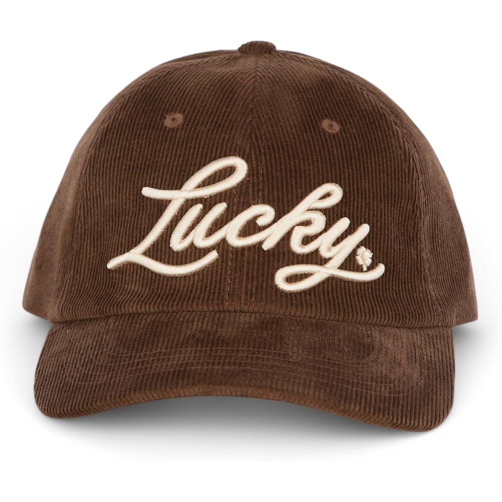 image:imageLucky Brand Classic Cotton Adjustable Dad Hat Baseball Cap Golf Fishing Low Profile 5 Panel DesignScript Corduroy Brown