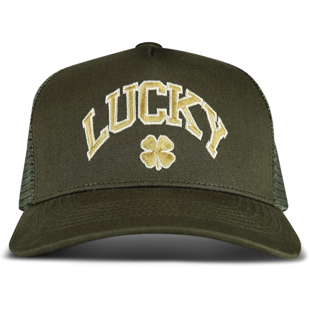 image:imageLucky Brand Trucker Hat Snapback Adjustable Mesh Back Retro Baseball Cap Golf Fishing American HeritageClover Olive