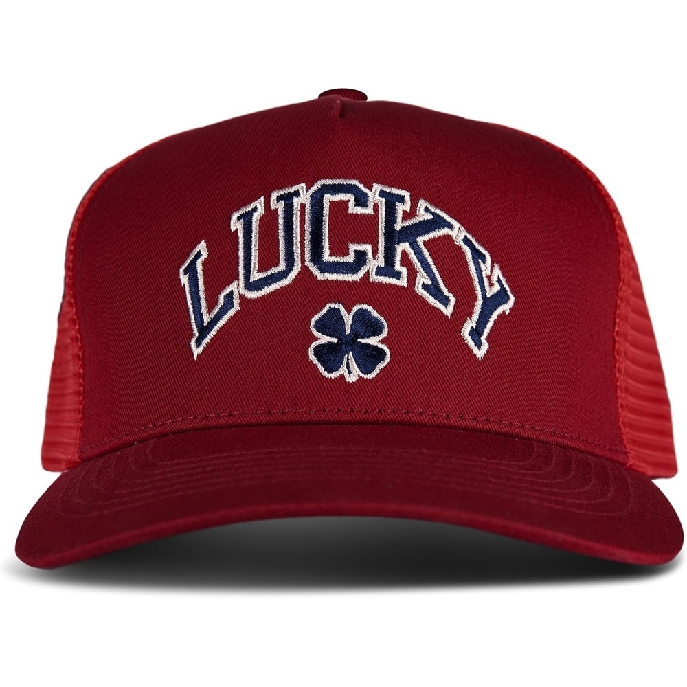 image:imageLucky Brand Trucker Hat Snapback Adjustable Mesh Back Retro Baseball Cap Golf Fishing American HeritageClover Red